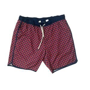 Fair Harbor Bathing Suit Adult 2XL Red Bayberry Lined Swim Trunks Shorts Pockets